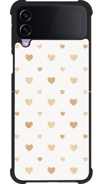 Coque Samsung Galaxy Z Flip3 5G - Silicone rigide noir Valentine 2023 multiple gold hearts