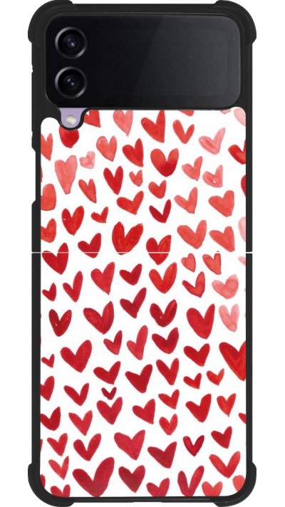 Coque Samsung Galaxy Z Flip3 5G - Silicone rigide noir Valentine 2023 multiple red hearts