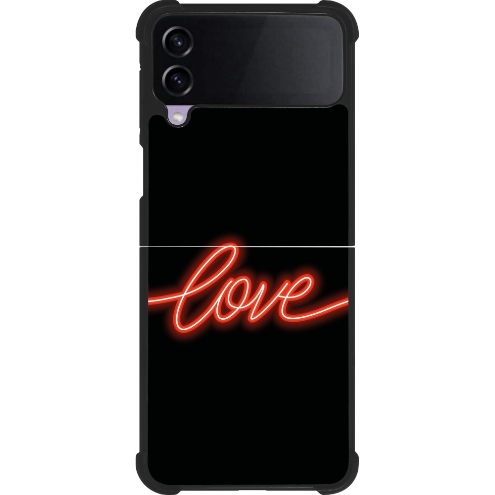 Samsung Galaxy Z Flip3 5G Case Hülle - Silikon schwarz Valentine 2023 neon love