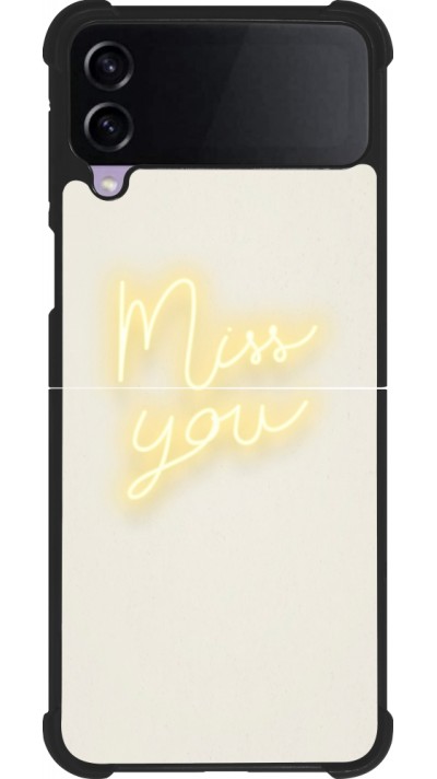 Coque Samsung Galaxy Z Flip3 5G - Silicone rigide noir Valentine 2023 neon miss you