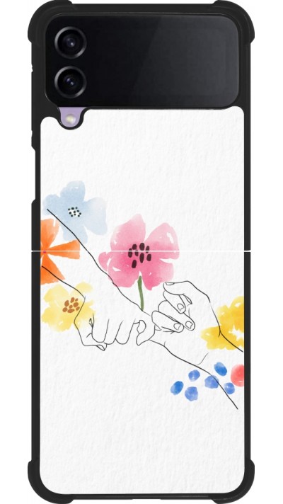 Coque Samsung Galaxy Z Flip3 5G - Silicone rigide noir Valentine 2023 pinky promess flowers