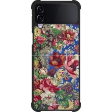 Samsung Galaxy Z Flip3 5G Case Hülle - Silikon schwarz Vintage Art Flowers