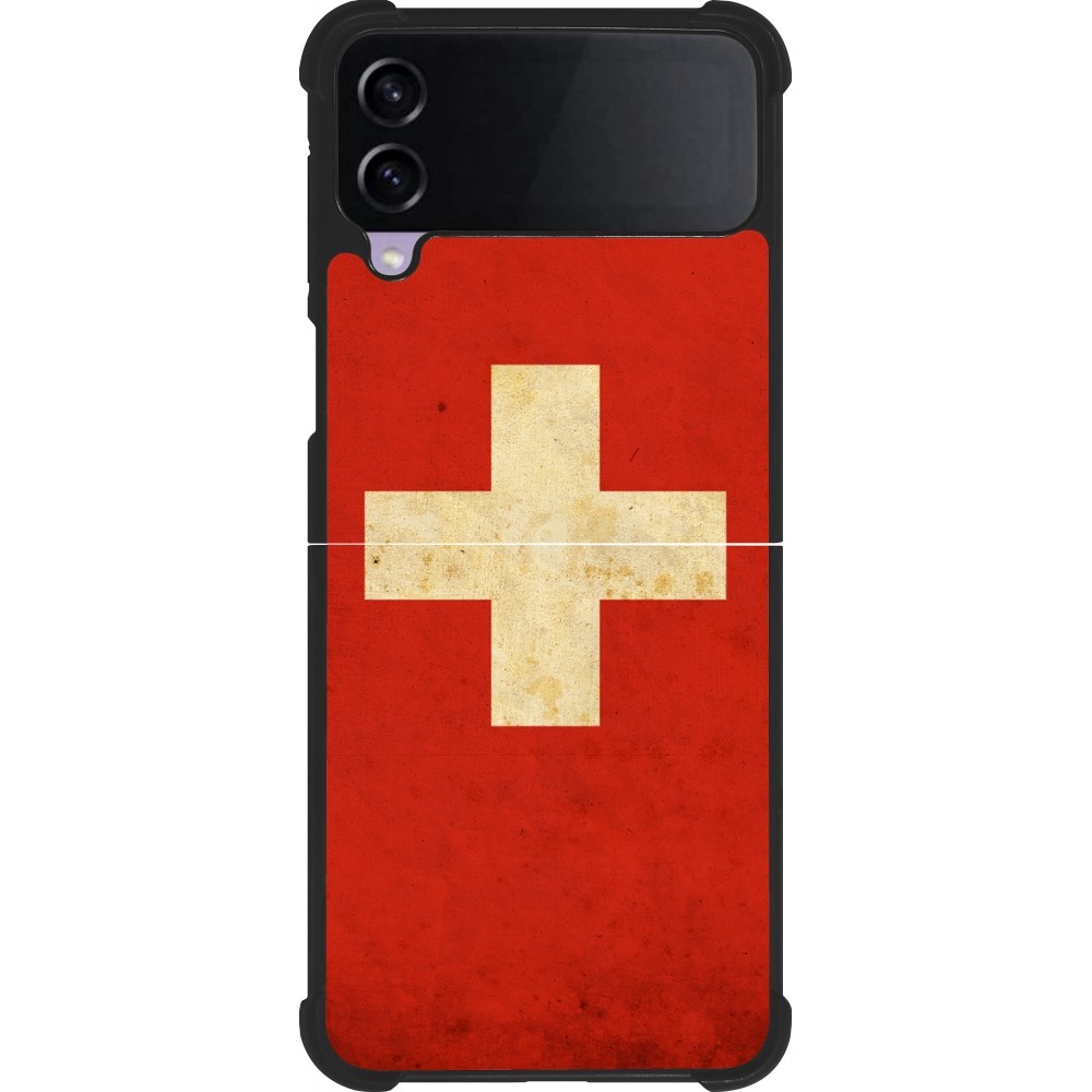 Samsung Galaxy Z Flip3 5G Case Hülle - Silikon schwarz Vintage Flag SWISS