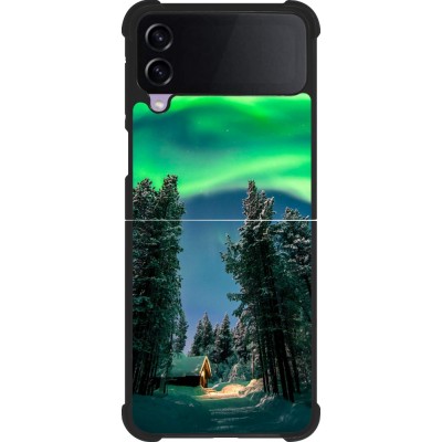 Coque Samsung Galaxy Z Flip3 5G - Silicone rigide noir Winter 22 Northern Lights