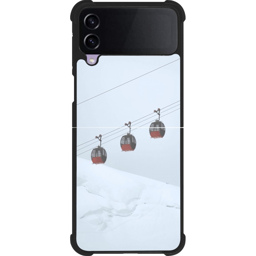 Coque Samsung Galaxy Z Flip3 5G - Silicone rigide noir Winter 22 ski lift