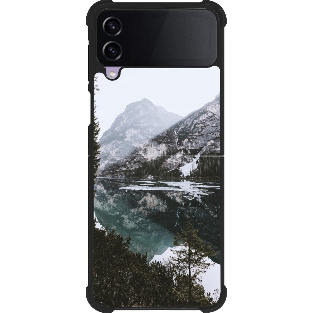 Samsung Galaxy Z Flip3 5G Case Hülle - Silikon schwarz Winter 22 snowy mountain and lake