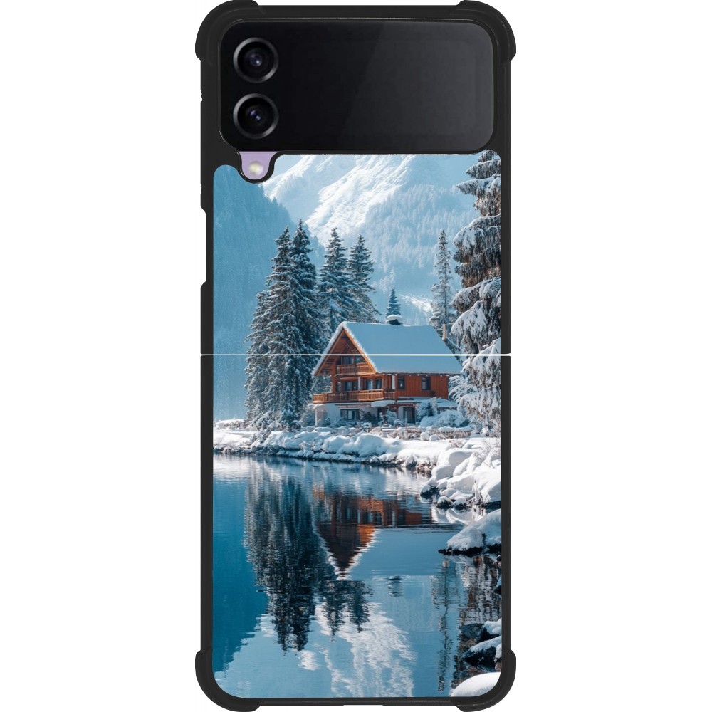 Samsung Galaxy Z Flip3 5G Case Hülle - Silikon schwarz Winter 25 Winter house forest day