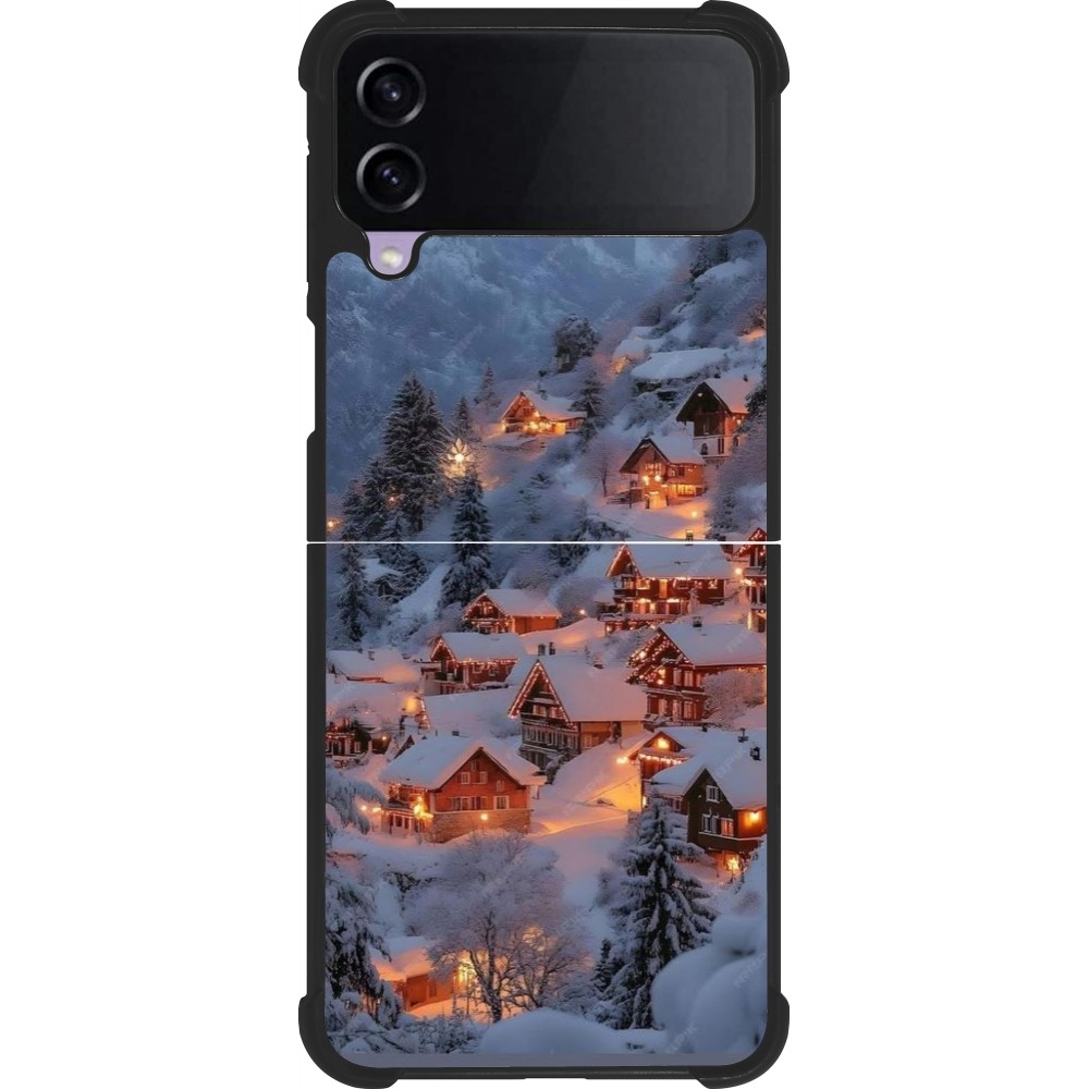 Samsung Galaxy Z Flip3 5G Case Hülle - Silikon schwarz Winter 25 Winter snowy village