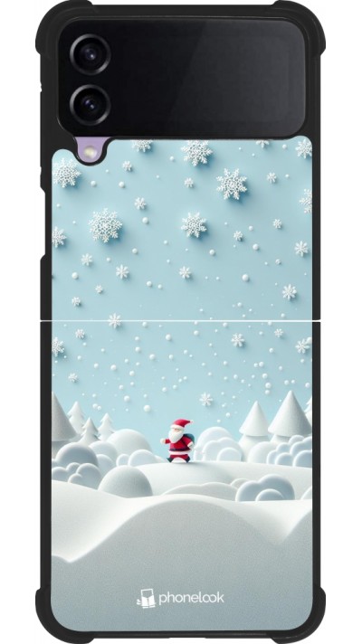 Coque Samsung Galaxy Z Flip3 5G - Silicone rigide noir Noël 2023 Petit Père Flocon