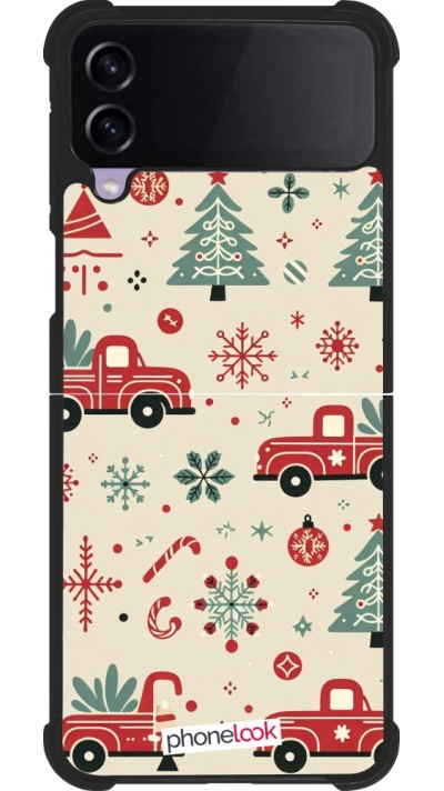 Samsung Galaxy Z Flip3 5G Case Hülle - Silikon schwarz Weihnachten 2024 Lkw Tanne
