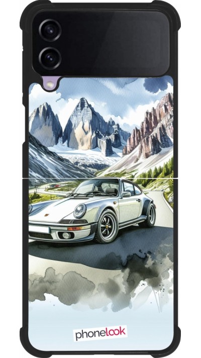 Samsung Galaxy Z Flip4 Case Hülle - Silikon schwarz Porsche 911 Berg Aquarell