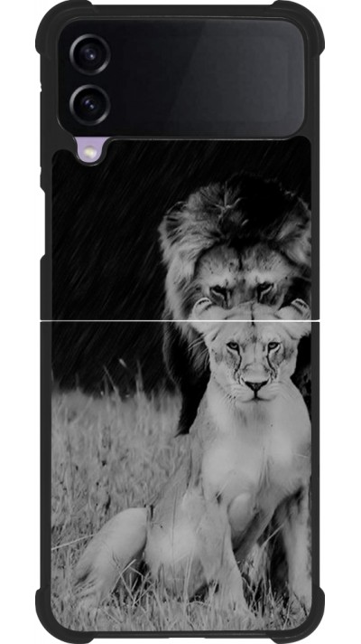 Coque Samsung Galaxy Z Flip4 - Silicone rigide noir Angry lions