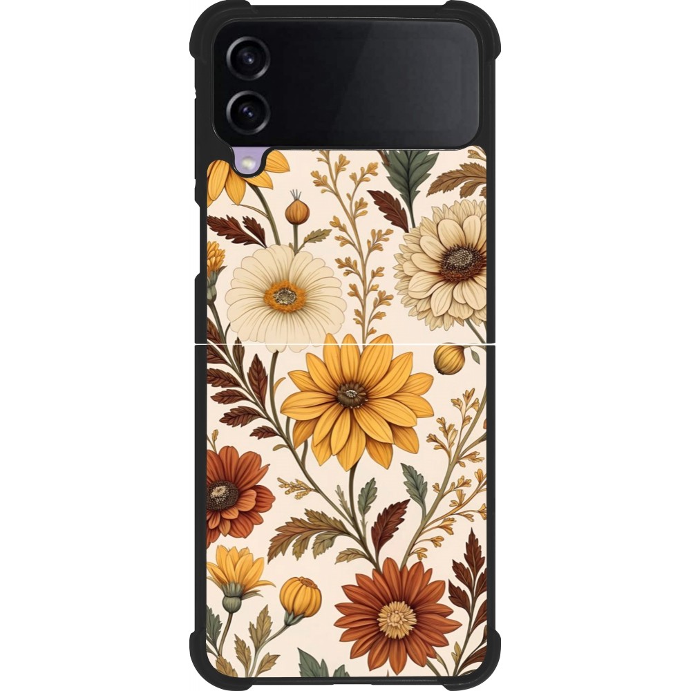 Coque Samsung Galaxy Z Flip4 - Silicone rigide noir Autumn 25 Flower pattern