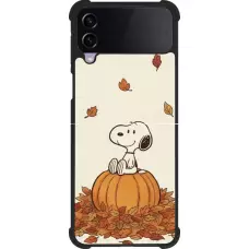 Coque Samsung Galaxy Z Flip4 - Silicone rigide noir Autumn 26 Snoopy autumn