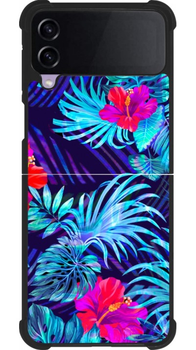 Coque Samsung Galaxy Z Flip4 - Silicone rigide noir Blue Forest