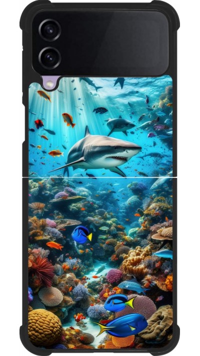 Samsung Galaxy Z Flip4 Case Hülle - Silikon schwarz Bora Bora Meer und Wunder