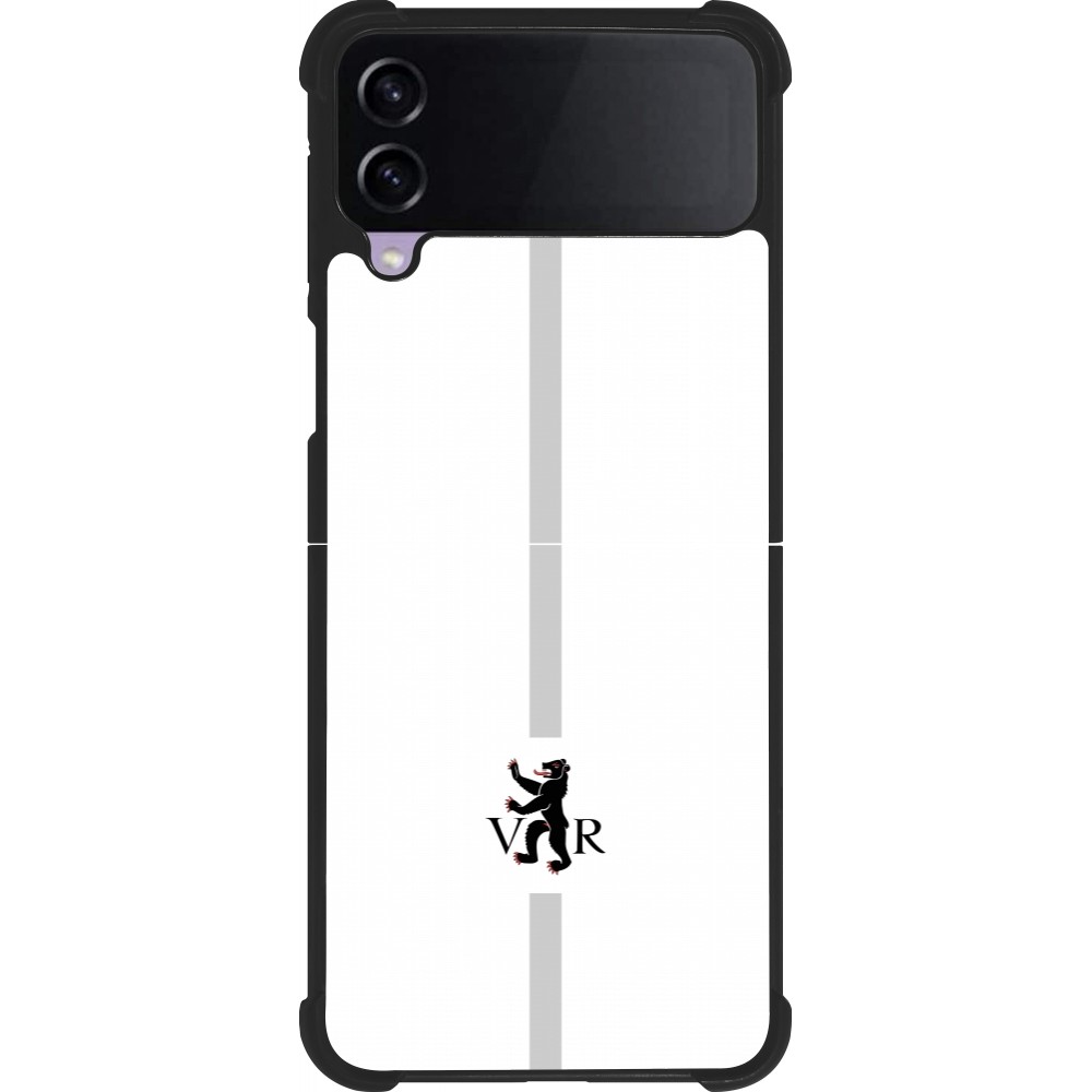 Coque Samsung Galaxy Z Flip4 - Silicone rigide noir Canton AR blanc