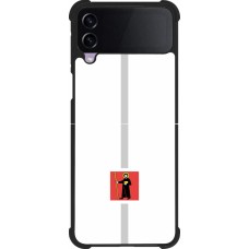 Coque Samsung Galaxy Z Flip4 - Silicone rigide noir Canton GL blanc