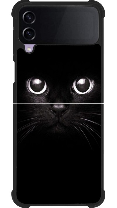 Coque Samsung Galaxy Z Flip4 - Silicone rigide noir Cat eyes