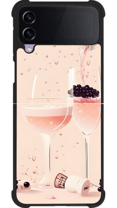 Samsung Galaxy Z Flip4 Case Hülle - Silikon schwarz Champagne Pouring Pink