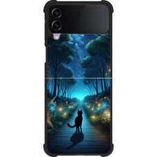 Samsung Galaxy Z Flip4 Case Hülle - Silikon schwarz Schwarze Katze Spaziergang
