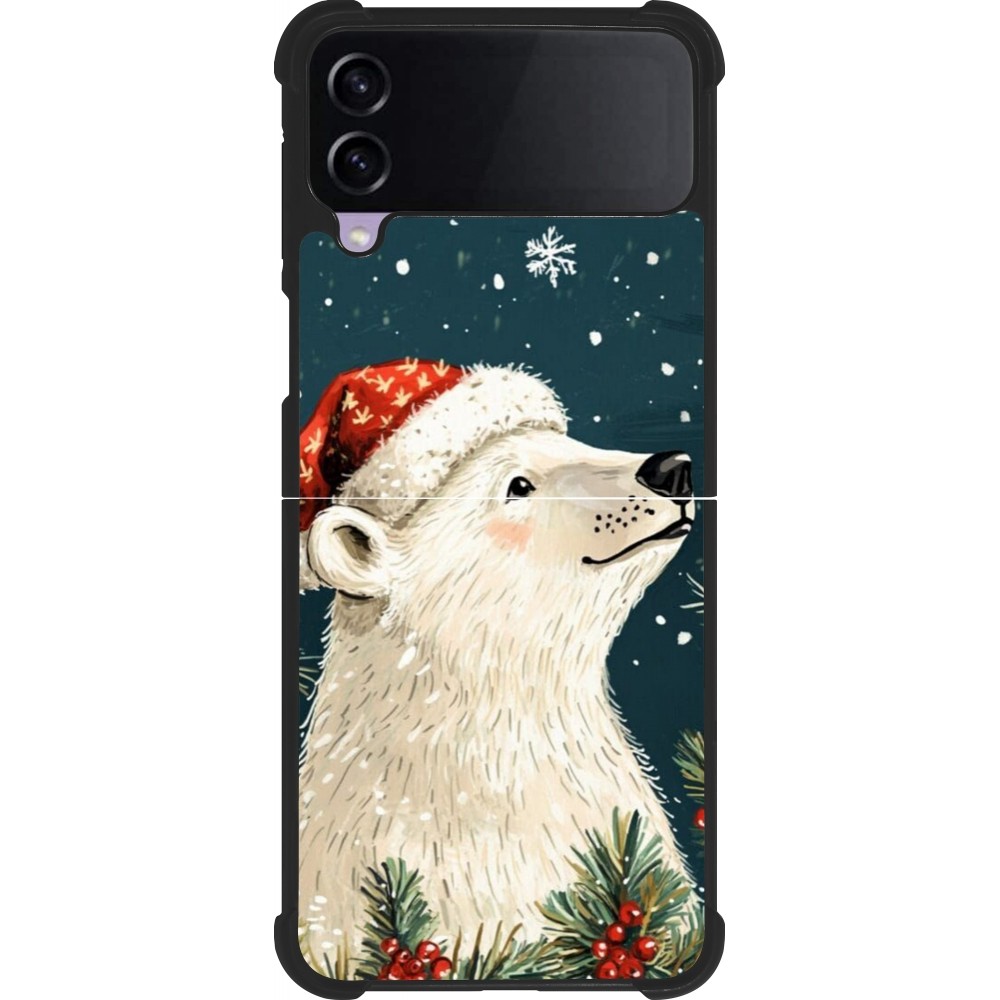 Coque Samsung Galaxy Z Flip4 - Silicone rigide noir Christmas 25 Bear