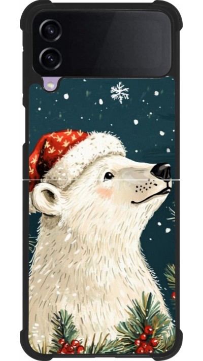 Coque Samsung Galaxy Z Flip4 - Silicone rigide noir Christmas 25 Bear