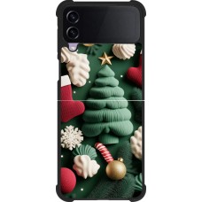 Coque Samsung Galaxy Z Flip4 - Silicone rigide noir Christmas 25 Christmas textiles