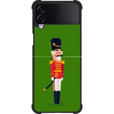 Coque Samsung Galaxy Z Flip4 - Silicone rigide noir Christmas 25 Nutcracker Green