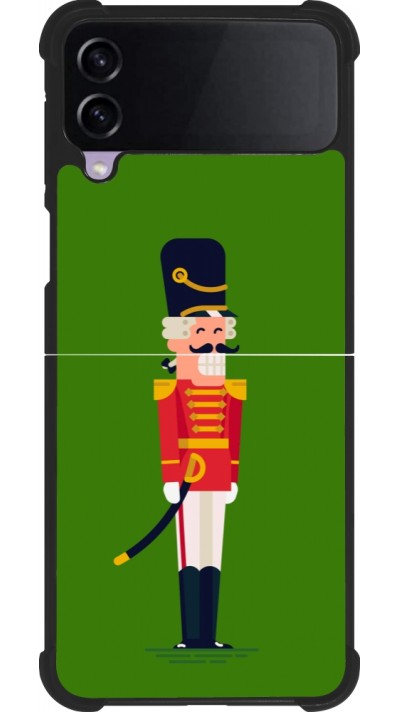 Coque Samsung Galaxy Z Flip4 - Silicone rigide noir Christmas 25 Nutcracker Green