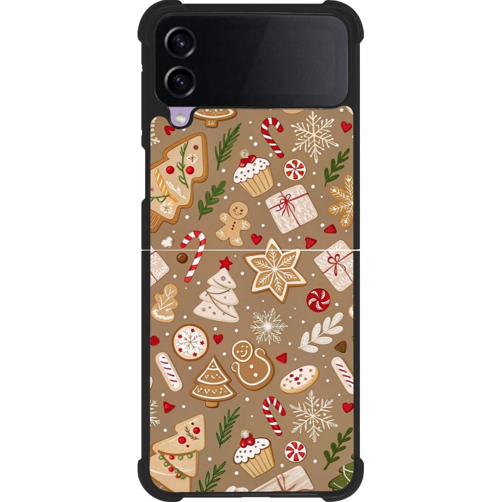 Coque Samsung Galaxy Z Flip4 - Silicone rigide noir Christmas 25 Pattern Ginger Cookie