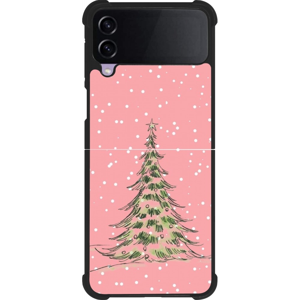 Coque Samsung Galaxy Z Flip4 - Silicone rigide noir Christmas 25 Pink Tree