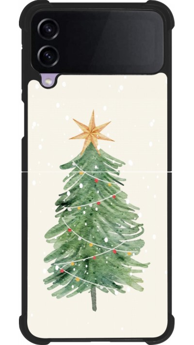 Coque Samsung Galaxy Z Flip4 - Silicone rigide noir Christmas 25 Sketch Tree