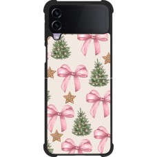 Coque Samsung Galaxy Z Flip4 - Silicone rigide noir Christmas 25 Vintage Ribbons