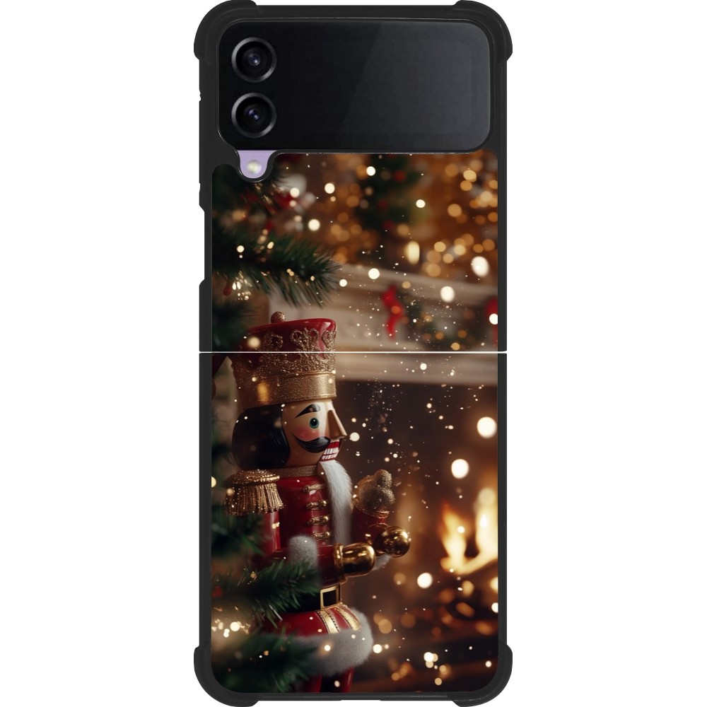 Coque Samsung Galaxy Z Flip4 - Silicone rigide noir Christmas 25 Xmas Nutcracker