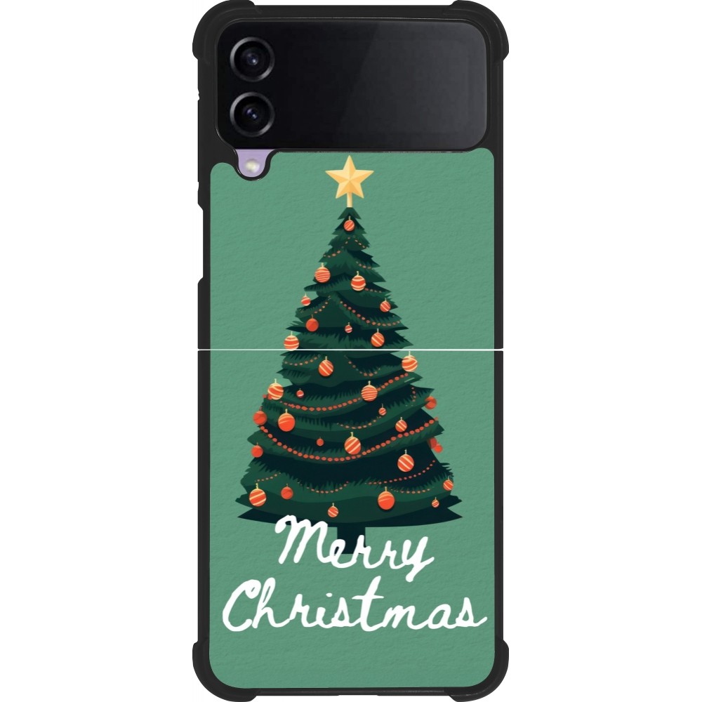 Coque Samsung Galaxy Z Flip4 - Silicone rigide noir Christmas 25 Xmas Tree