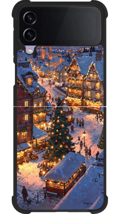 Coque Samsung Galaxy Z Flip4 - Silicone rigide noir Christmas 25 Xmas Village
