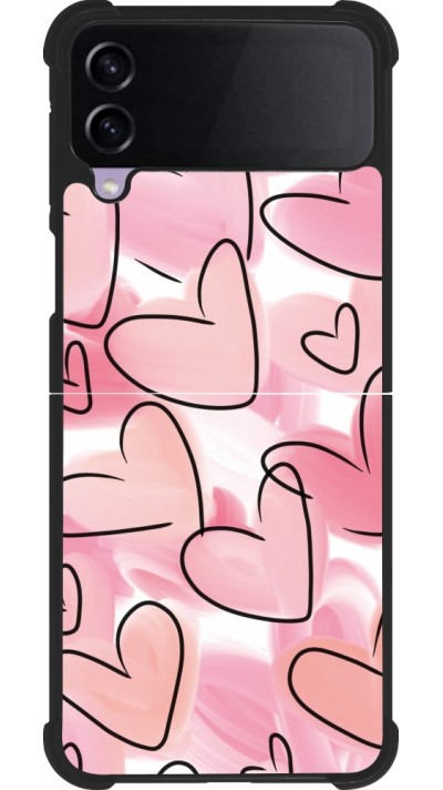 Coque Samsung Galaxy Z Flip4 - Silicone rigide noir Easter 2023 pink hearts