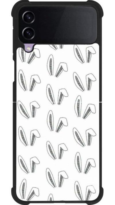 Coque Samsung Galaxy Z Flip4 - Silicone rigide noir Easter 2024 full bunny ears