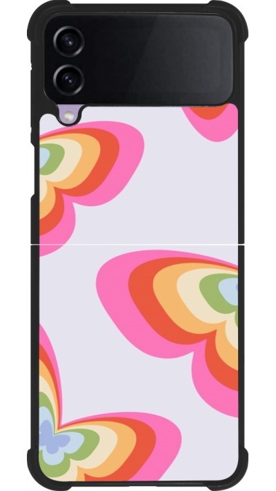 Samsung Galaxy Z Flip4 Case Hülle - Silikon schwarz Easter 2024 rainbow butterflies
