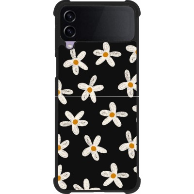Samsung Galaxy Z Flip4 Case Hülle - Silikon schwarz Easter 2024 white on black flower