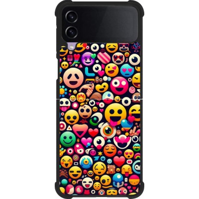 Samsung Galaxy Z Flip4 Case Hülle - Silikon schwarz Emoji Mix Farbe