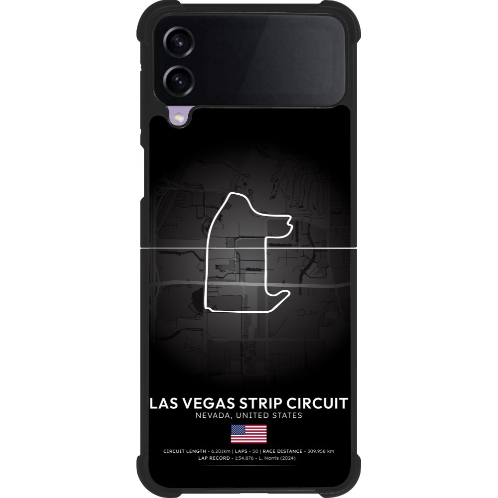 Coque Samsung Galaxy Z Flip4 - Silicone rigide noir F1 Track 2025 Las Vegas