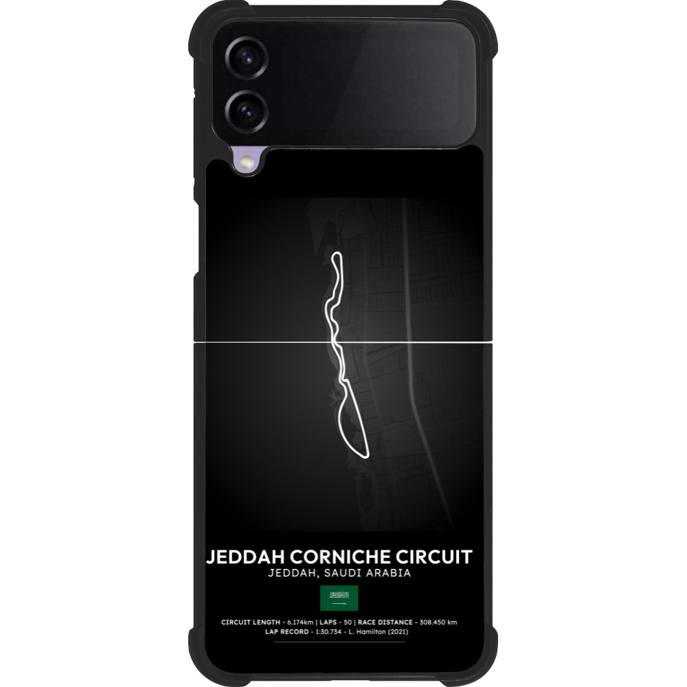 Coque Samsung Galaxy Z Flip4 - Silicone rigide noir F1 Track 2025 Saudi Arabia