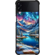 Coque Samsung Galaxy Z Flip4 - Silicone rigide noir Fantasy Mountain Lake Sky Stars