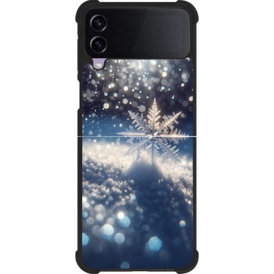 Samsung Galaxy Z Flip4 Case Hülle - Silikon schwarz Schneeflocke Solar Glanz