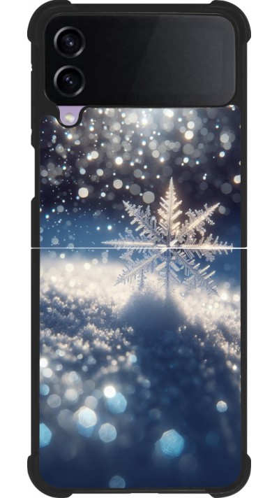 Samsung Galaxy Z Flip4 Case Hülle - Silikon schwarz Schneeflocke Solar Glanz