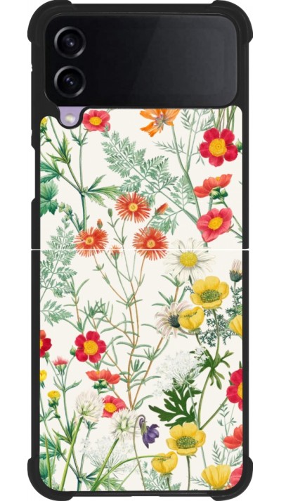 Coque Samsung Galaxy Z Flip4 - Silicone rigide noir Flora Botanical Wildlife