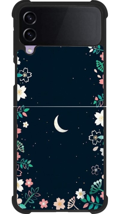 Coque Samsung Galaxy Z Flip4 - Silicone rigide noir Flowers space