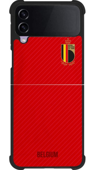 Coque Samsung Galaxy Z Flip4 - Silicone rigide noir Maillot de football Belgique 2022 personnalisable